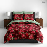 King size Full Bedspread- Red Flowers