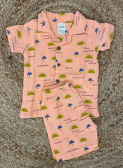 Boys shorts - Baby Bunny Print Shirt Set orange color