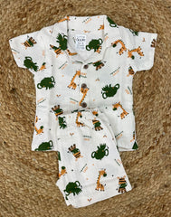 Boys shorts - Baby Bunny Print shirt Set white color print