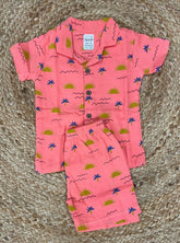 Boys shorts -Baby Bunny Print Shirts Set dark pink color
