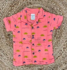 Boys shorts -Baby Bunny Print Shirts Set dark pink color