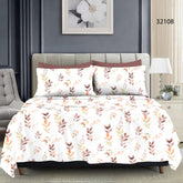 Queen Size Full Bedspread - White Base Orange Leaf