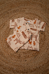 Girls shorts - Baby Bunny Print Shirt & Shorts Set Light Brown color