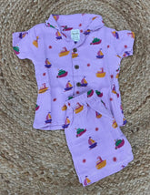 Boys shorts - Baby Bunny Print Shirt Set purple color