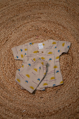 Girls shorts - Baby Bunny Print Shirt & Shorts Set light brown color