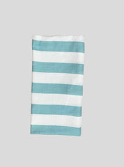Bamboo Towel - Aqua With White Stripe