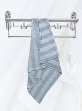 Bamboo Towel - Gray Light White Stripe