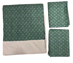 King Size Border Bedspread - Green base & sandal border