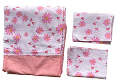 King Size Border Bedspread - flowers and pink border