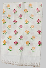 COTTON TOWEL - WHITE BASE AND FLOWER PRINTED