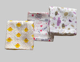 Big Muslin Towels - white base mom&dad face print (Combo Pack of 3)