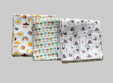 Big Muslin Towels - white base rainbow,flowers and animal print (Combo Pack of 3)