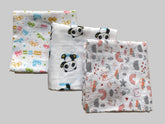 Big Muslin Towels - Toys, panda and rainbow print (combo pack of 3)