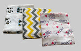 Big Muslin Towels - panda, Zigzag, mom&dad (Combo Pack of 3)