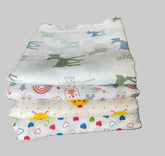 Big Muslin Towels - heart, rainbow, animal, face print (combo pack 4)