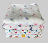 Big Muslin Towels - Flowers, mom&dad, heart, rainbow print (Combo Pack of 4)