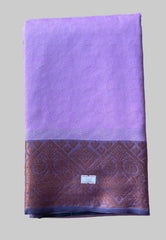 Saree - Purple Silk Saree with Copper Zari Border