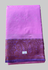 Saree - Purple Silk Saree with Copper Zari Border