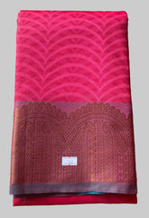 Saree - red Silk Saree with Copper Zari Border