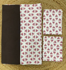 Queen size border bedspread - brown with triangle patten