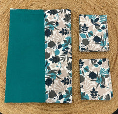 Queen size border bedspread - blue with flower patten