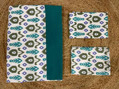 king size border bedspread - white base green border