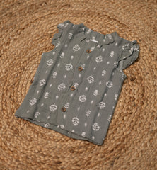 Girls top - Gray base flower print
