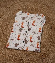 Girls top - White base animal print