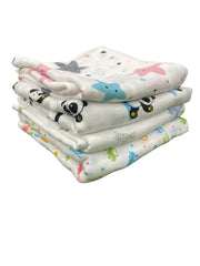 Big Muslin Towel- stars, pandas , animal, multicolour white base(combo pack 4)