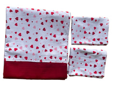 King Size Border Bedspread -white base red heart & red border