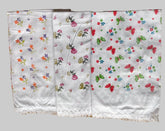 COTTON TOWEL - COMBO PRINTED WHITE BASE AND FLOWER, BUTTERFLY PRINTED