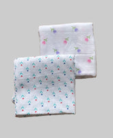 Big Muslin Towels - white base flowers print (Combo Pack of 2)