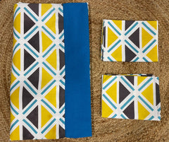 Queen size border bedspread - Yellow base blue border