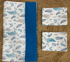 Queen size border bedspread - white base blue border