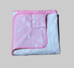 Single dohar - white and pink colour