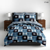 King Size Full Bedspread - Oceana Blue Check Design