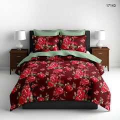 King size Full Bedspread- Red Flowers