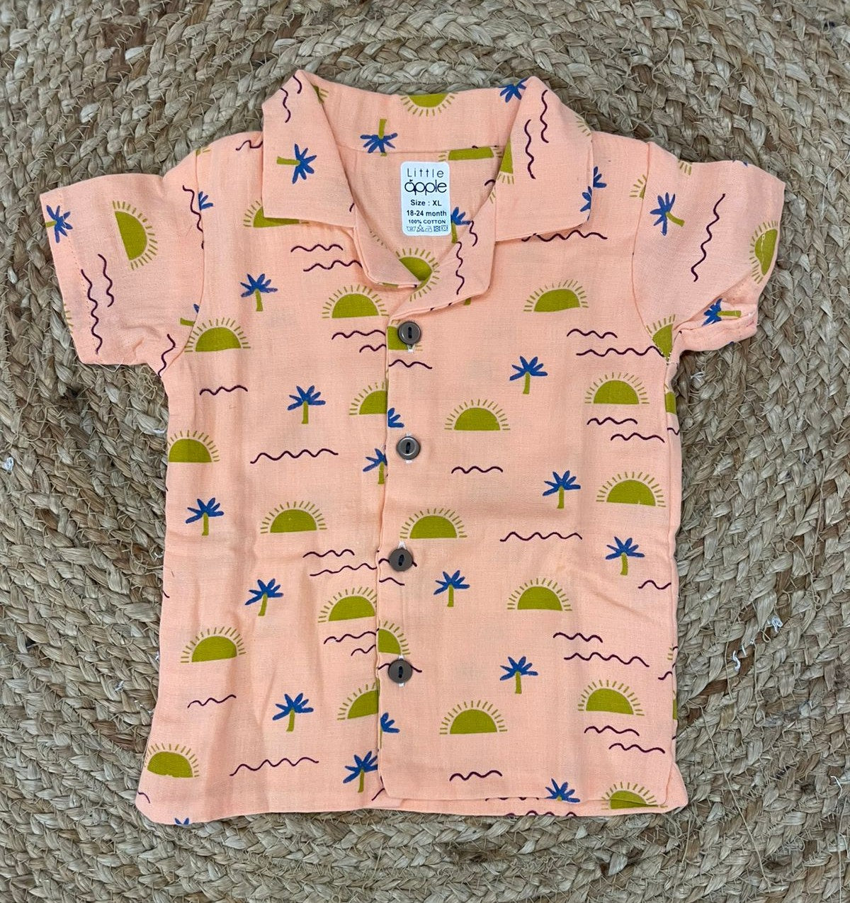 Boys shorts - Baby Bunny Print Shirt Set orange color