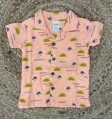 Boys shorts - Baby Bunny Print Shirt Set orange color