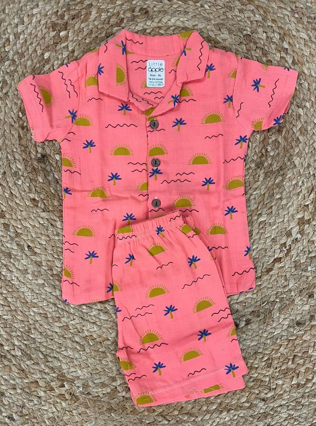 Boys shorts -Baby Bunny Print Shirts Set dark pink color