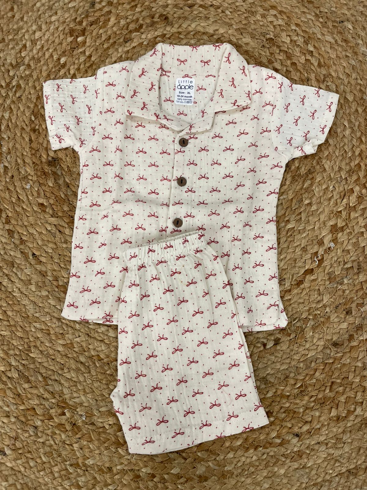 Boys shorts - Baby Bunny Print Shir Set light peach color