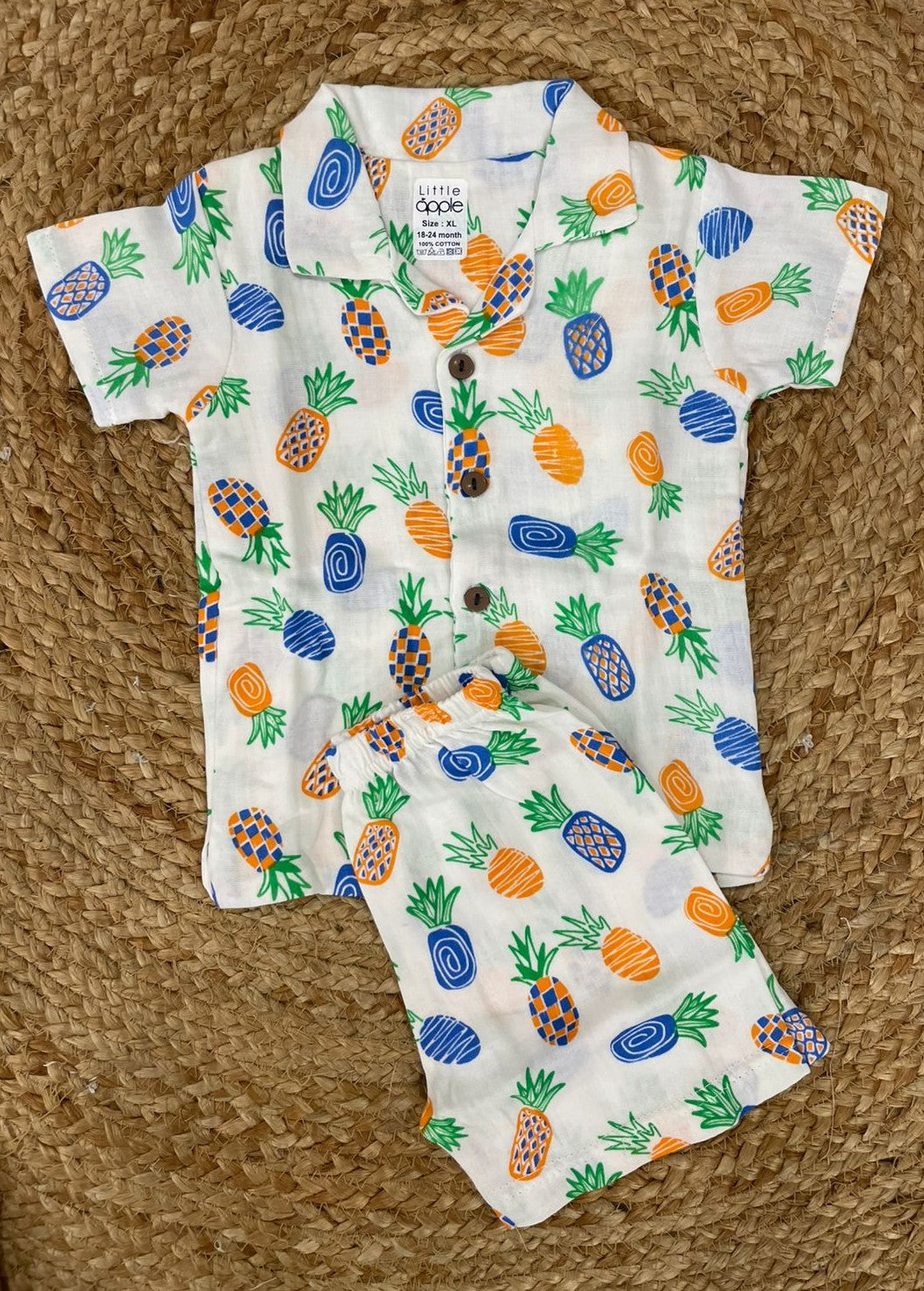 Boys shorts - Baby Bunny Print Shirt Set white color base multicolor print