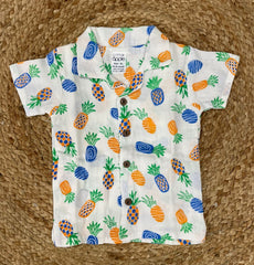 Boys shorts - Baby Bunny Print Shirt Set white color base multicolor print