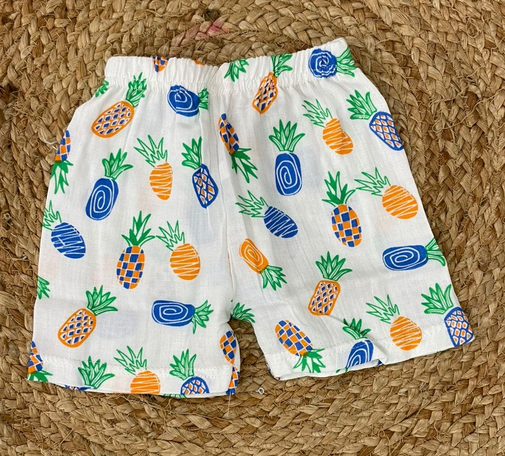 Boys shorts - Baby Bunny Print Shirt Set white color base multicolor print