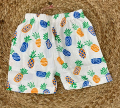 Boys shorts - Baby Bunny Print Shirt Set white color base multicolor print