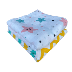 Big Muslin Towels - Stars Zigzag (Combo Pack of 2)