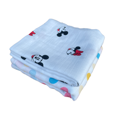 Big Muslin Towels - Mickey Colour Dots (Combo Pack of 2)
