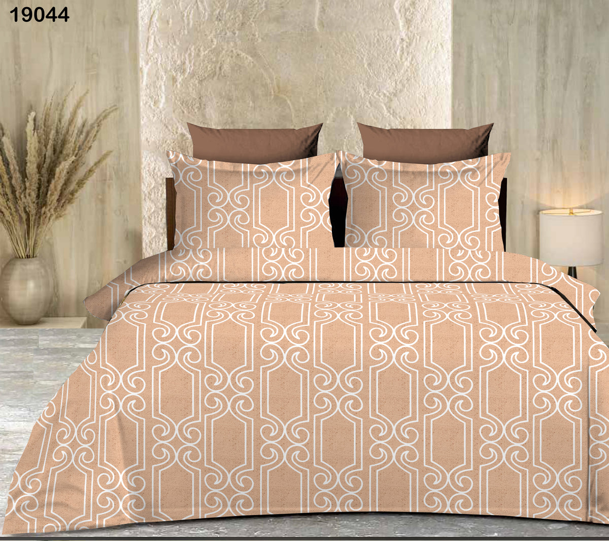 King Size Full Bedspread - Sand White Classic Design