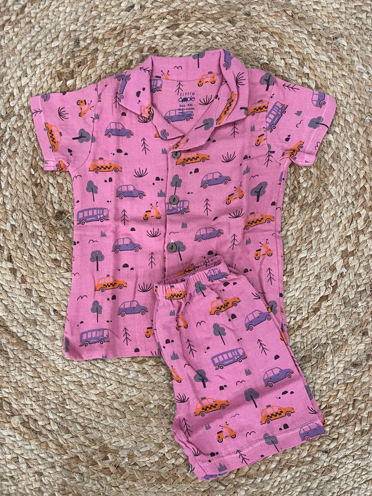 Boys shorts - Baby Bunny Print Shirt Set pink color print