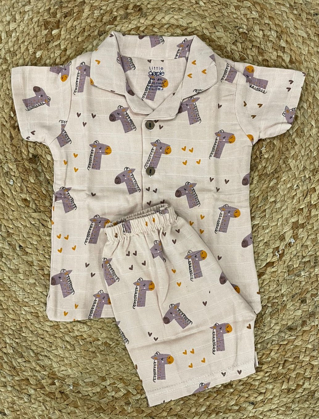 Boys shorts - Baby Bunny Print Shirt & Shorts Set light peach color